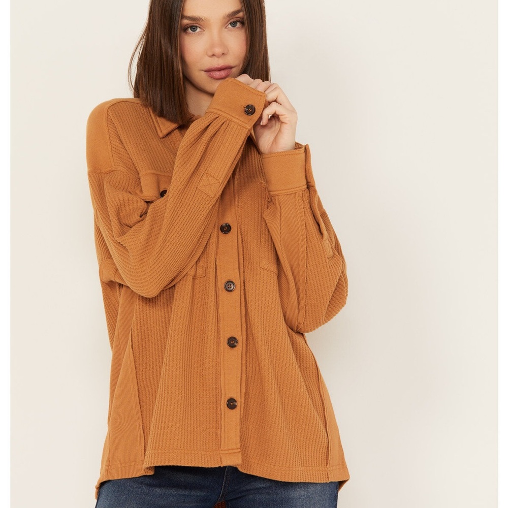 Cleo + Wolf Rust oversized Button-Up Shirt